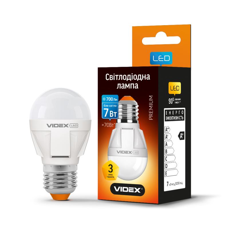 LED лампа VIDEX PREMIUM  G45 7W E27 4100K