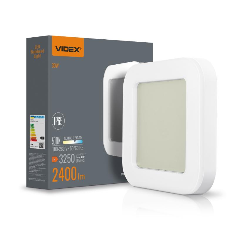 LED светильник ART IP65 квадратный VIDEX 30W 5000K 