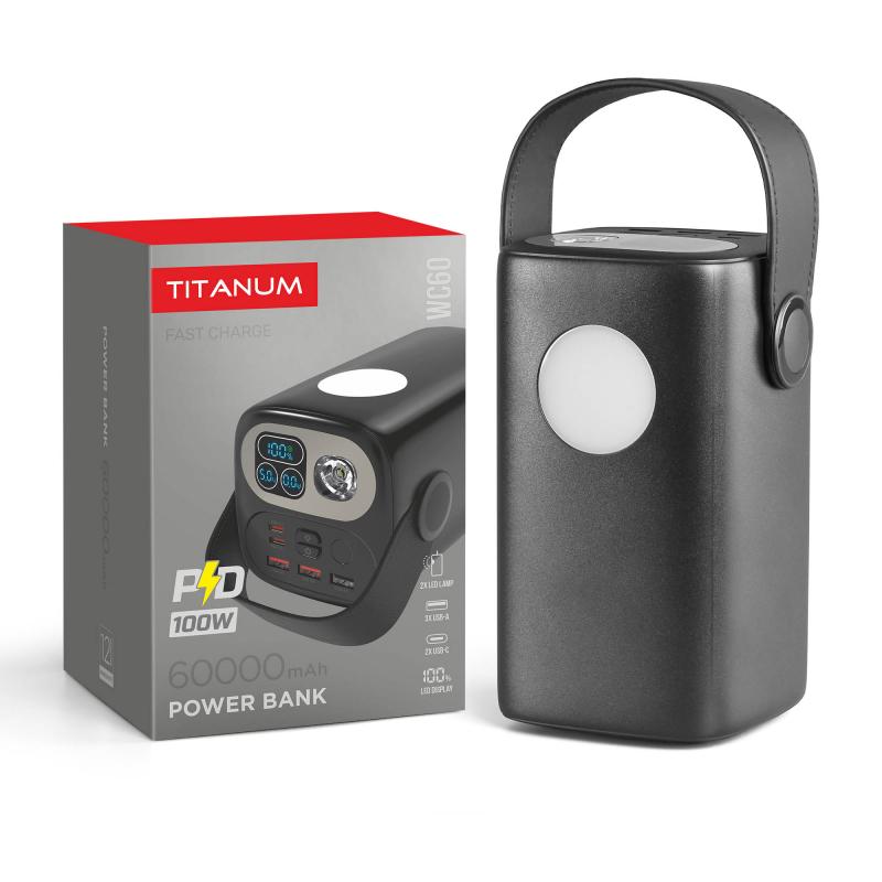 Powerbank 60000mAh TITANUM WC60 PD100W Black