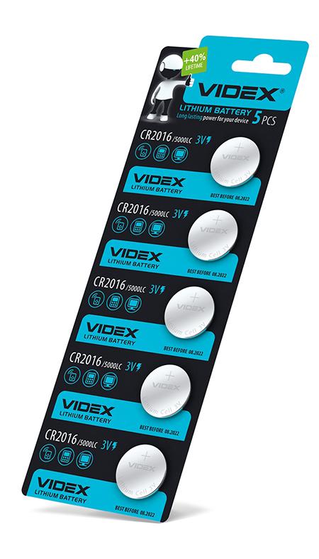 Батарейка літієва Videx CR2016 5шт BLISTER CARD