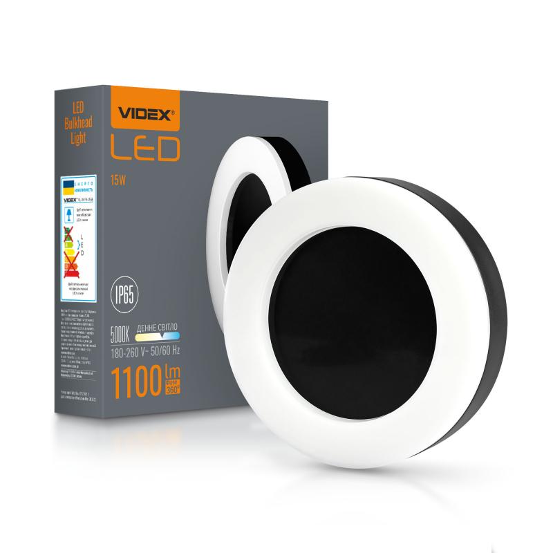 LED світильник ART IP65 круглий VIDEX 15W 5000K Black 