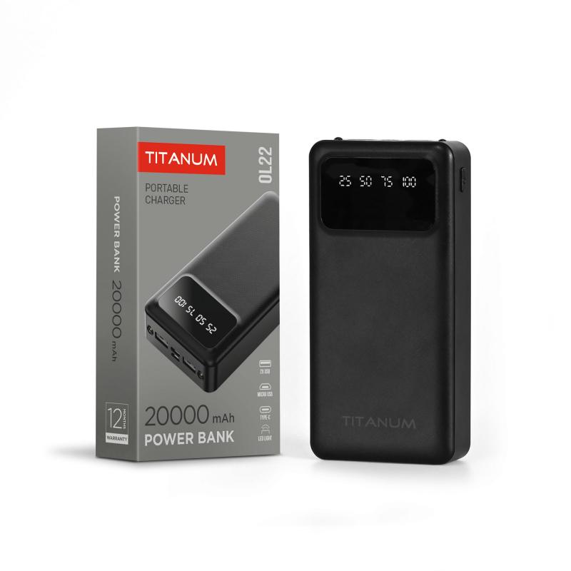 Powerbank 20000mAh TITANUM OL22 Black -> Повербанк 20000mAh TITANUM OL22 Черный