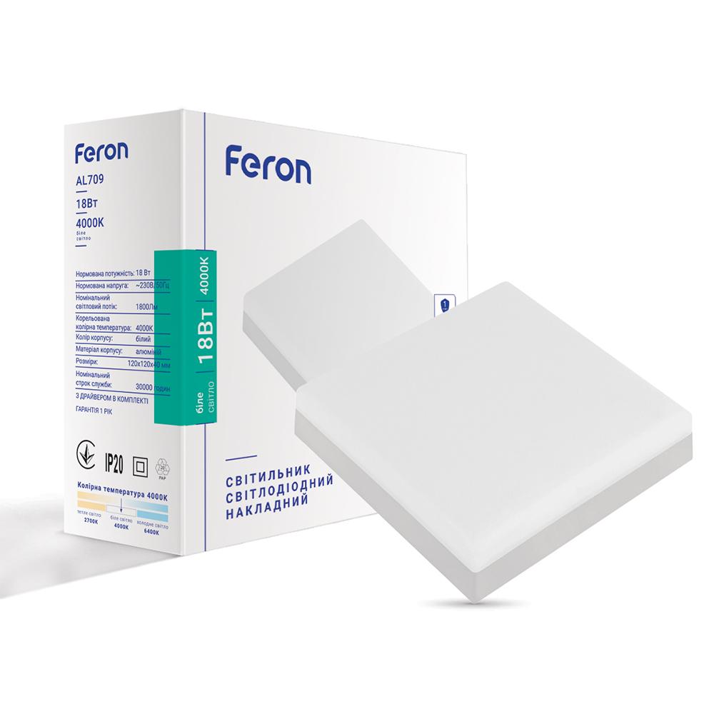 Накладной светильник Feron AL709 18Вт 4000К IP20 белый