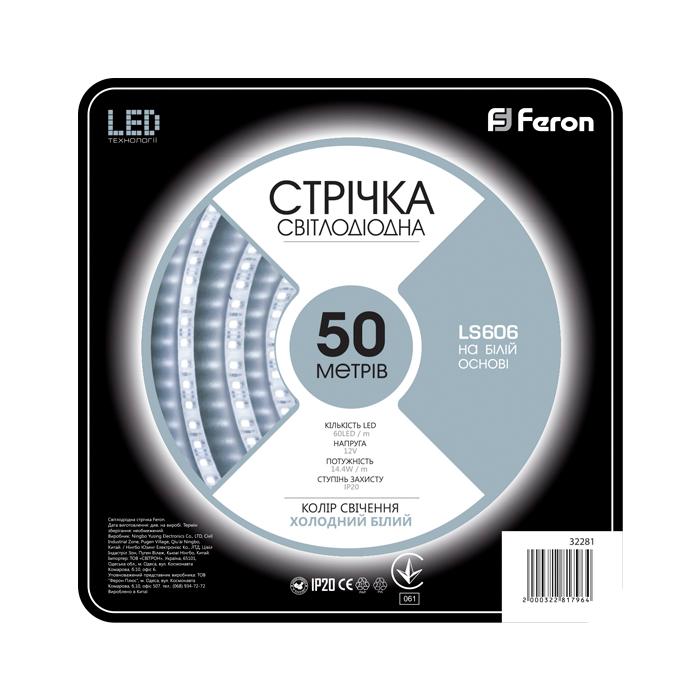 Светодиодная лента Feron LS606 60SMD / м 12V IP20 50 м белый