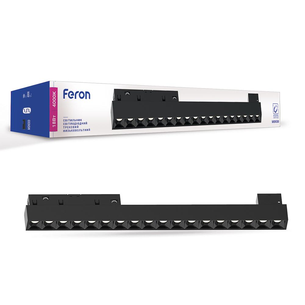 Магнитный трековый светильник Feron MGN300 18Вт 4000К IP20 черный