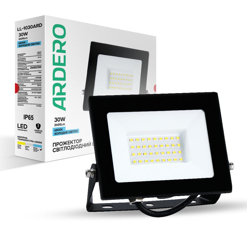 Светодиодный прожектор Ardero LL-1030ARD 30Вт 6500K IP65 черный