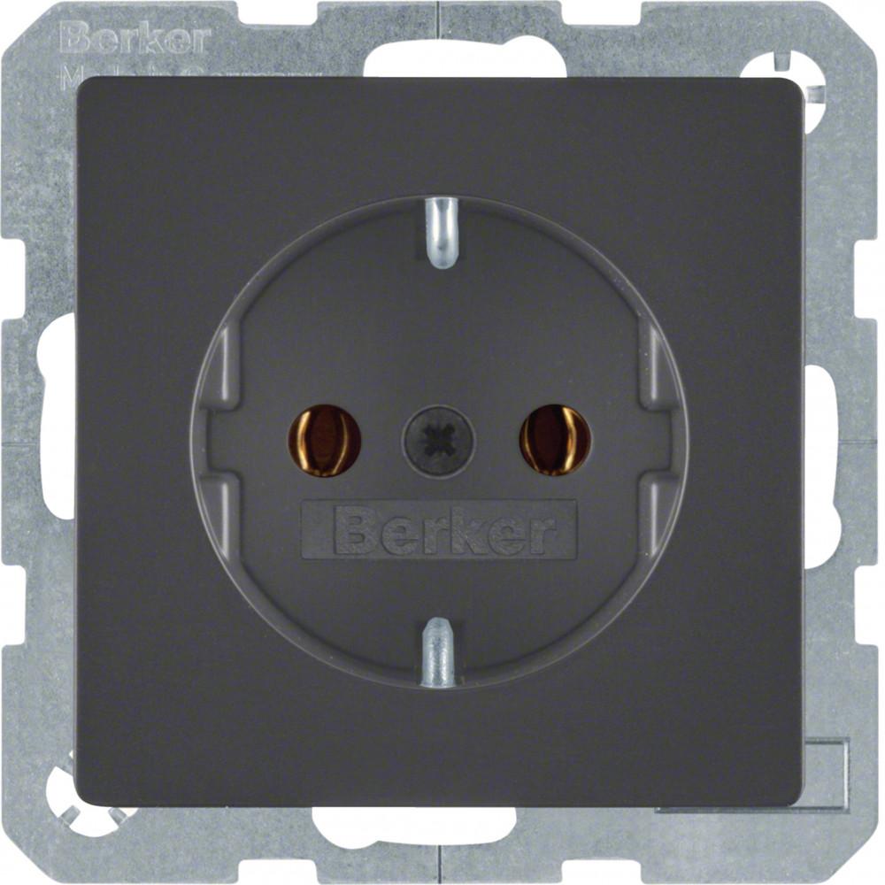 Розетка з з/к з зах.контактів з LED-підсвіткою, 16А/250В, антрацит, Q.x