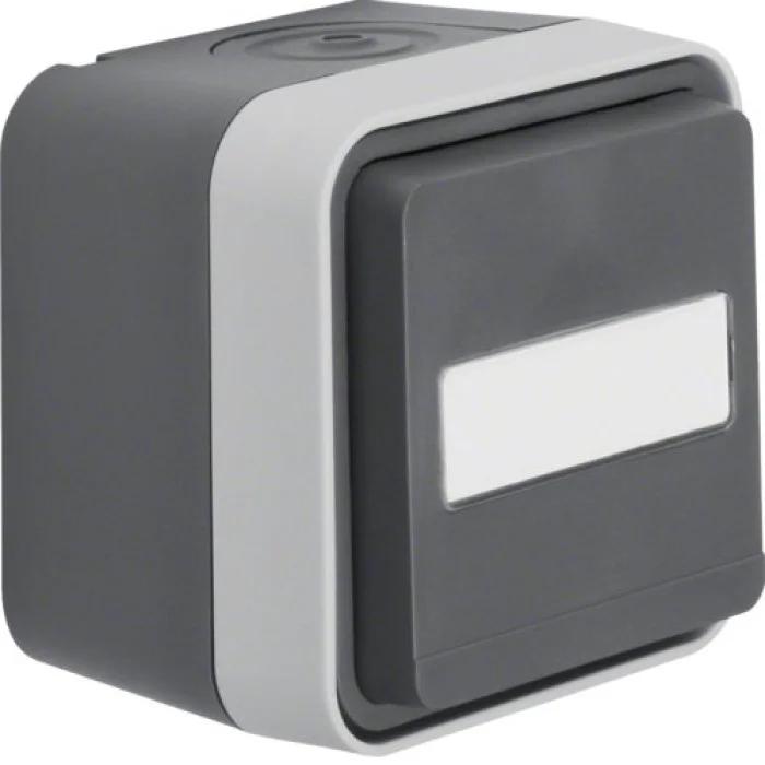 Розетка с з/к, поле для надписи, IP55, серая, 16А/250В W.1