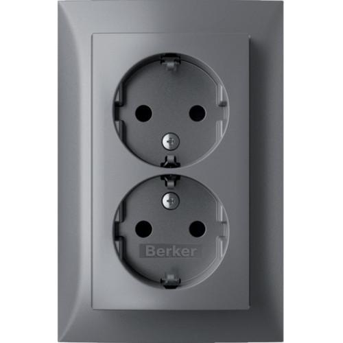 Розетка з з/к 2X, зах.контактів, цільна, алюміній 16А/250В S.1