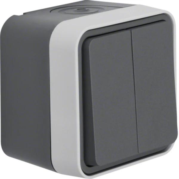 Кнопка 2-клавішна IP55, сірий, 10АX/250В W.1