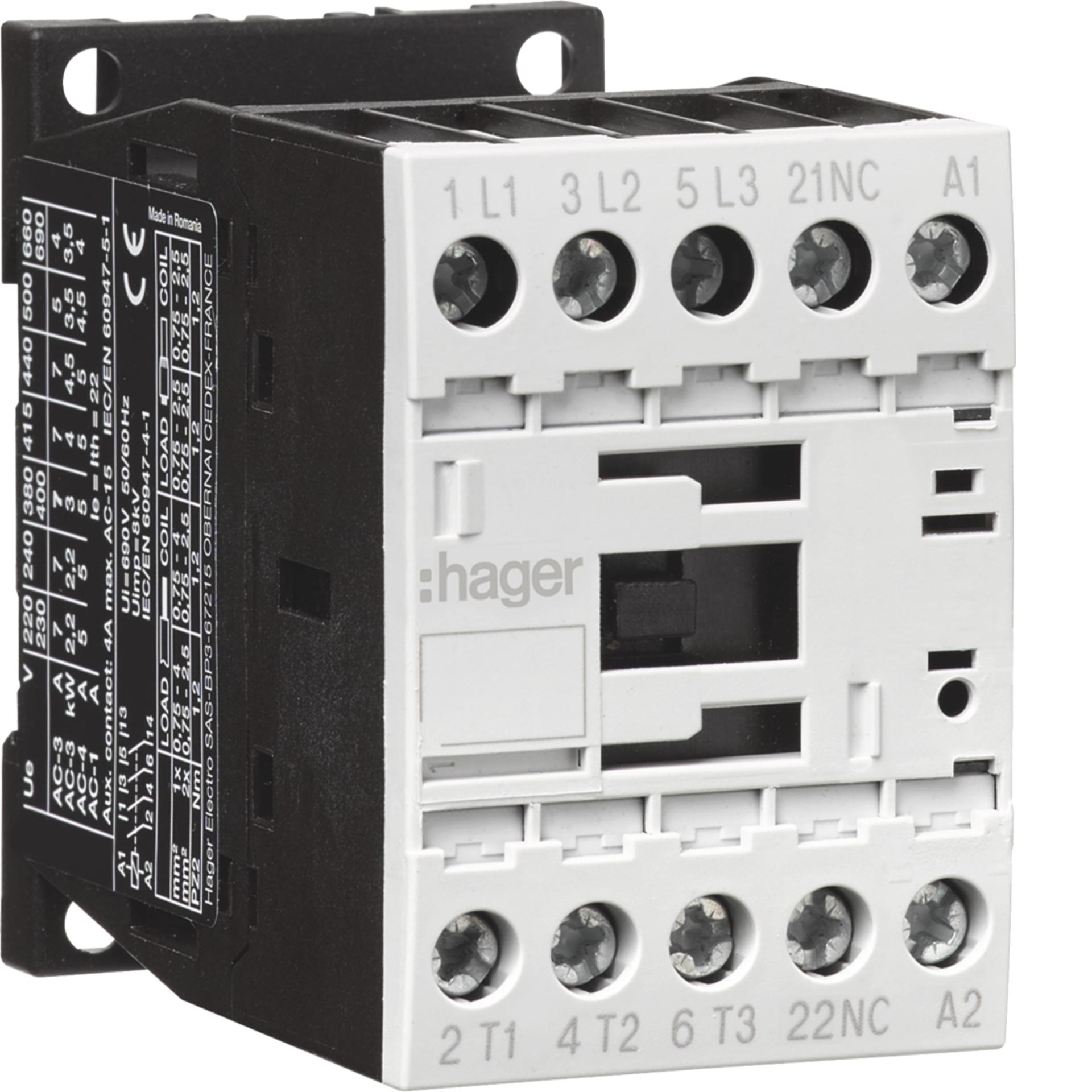 Контактор корпусний 3P + 1НЗ, 230В-АС, 15.5А AC-3