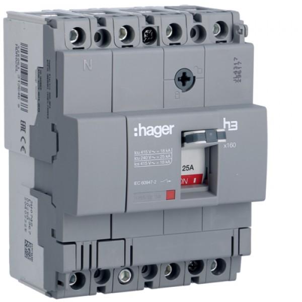 Автоматический выключатель x160, In=25А, 4п, 18кА, Тфикс./Мфикс.