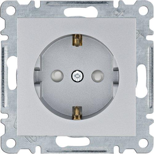 Розетка з з/к з захистом контактів Lumina, срібна, 16А/230В