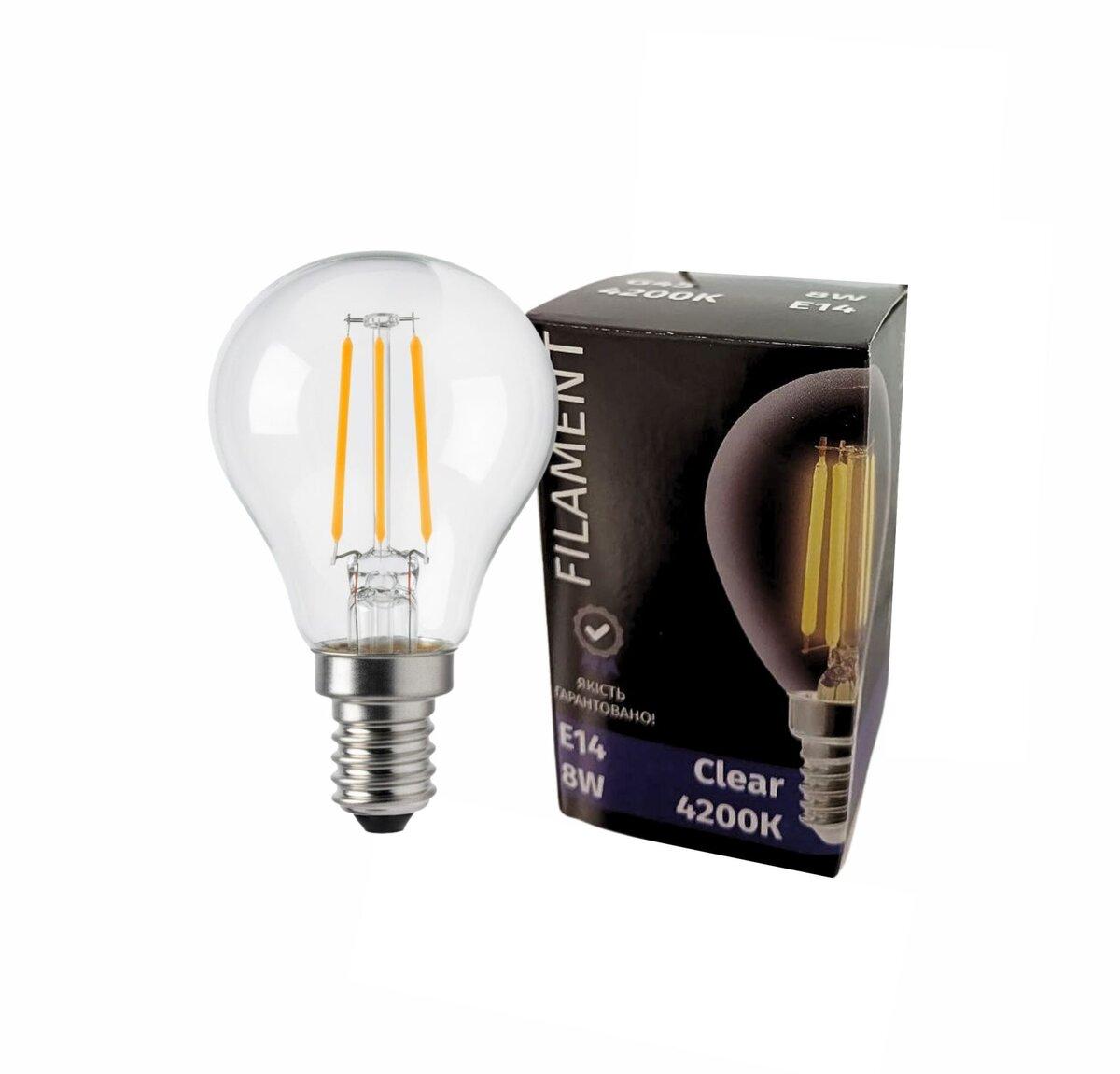 Лампочка LED SIRIUSSTAR filament clear 4202 8W (C37-4200K-E14)