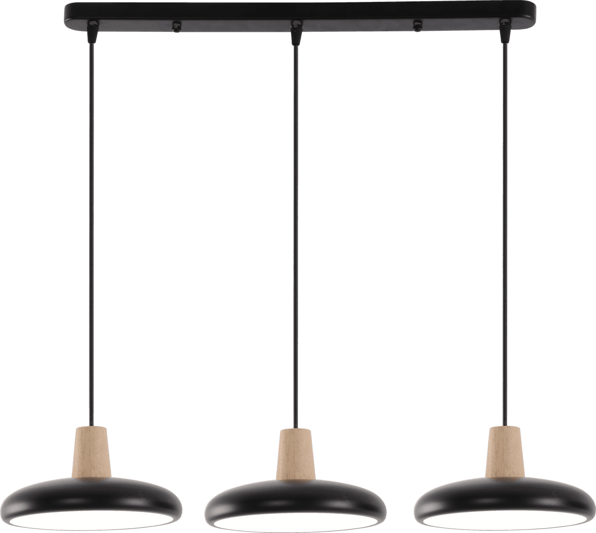Підвісна LED люстра VALESO XI3342-3 чорний + дерево,3000K, 4200K, 6000K