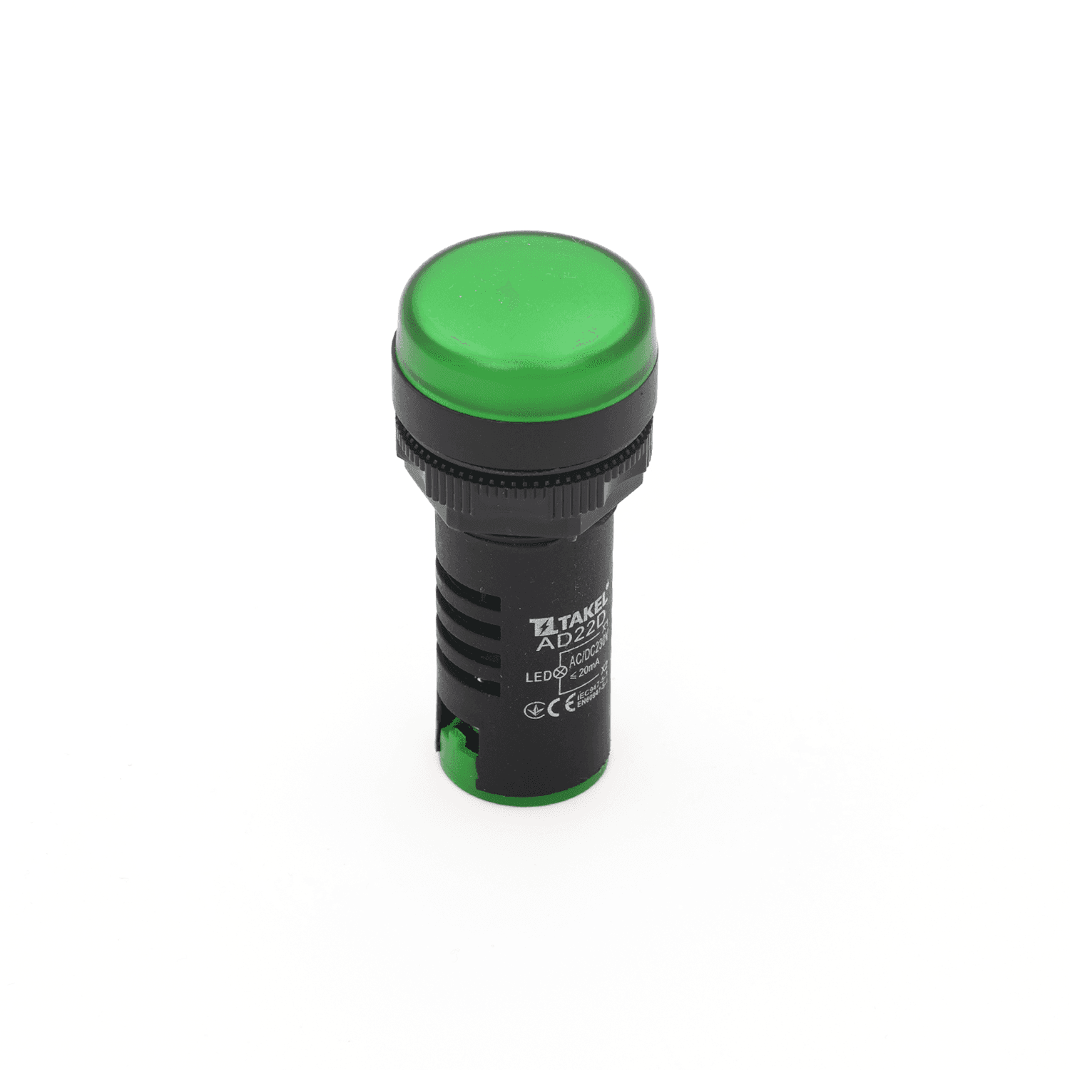 Светодиодный индикатор AD22D 230V AC/DC ARGENT, зеленый TAKEL