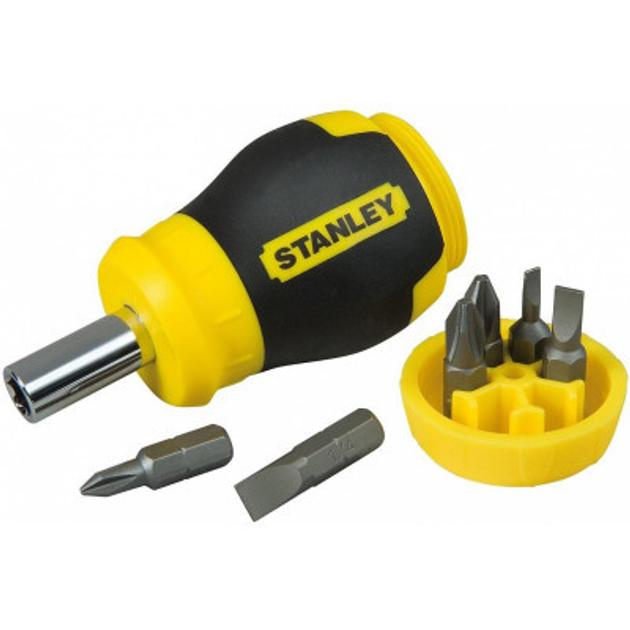 Викрутка реверсивна STANLEY "Multibit Stubby" з насадками 6 шт