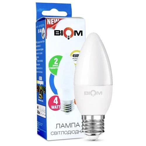 Светодиодная лампа Biom BT-548 C37 4W E27 4500K матовая