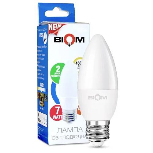 Светодиодная лампа Biom BT-568 C37 7W E27 4500K матовая
