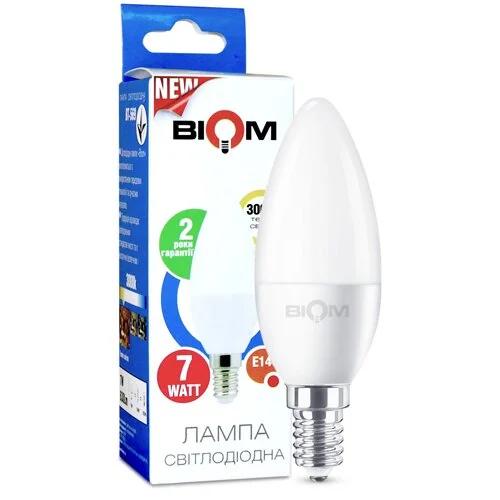 Светодиодная лампа Biom BT-569 C37 7W E14 3000K матовая