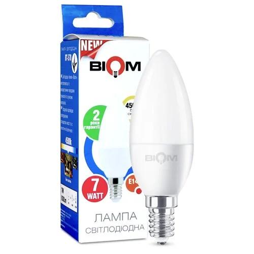 Светодиодная лампа Biom BT-570 C37 7W E14 4500K матовая
