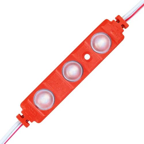 Светодиодный модуль BRT XG191 5630-3 led W 1,5W RED, 12В, IP65 красный с линзой полусфера.