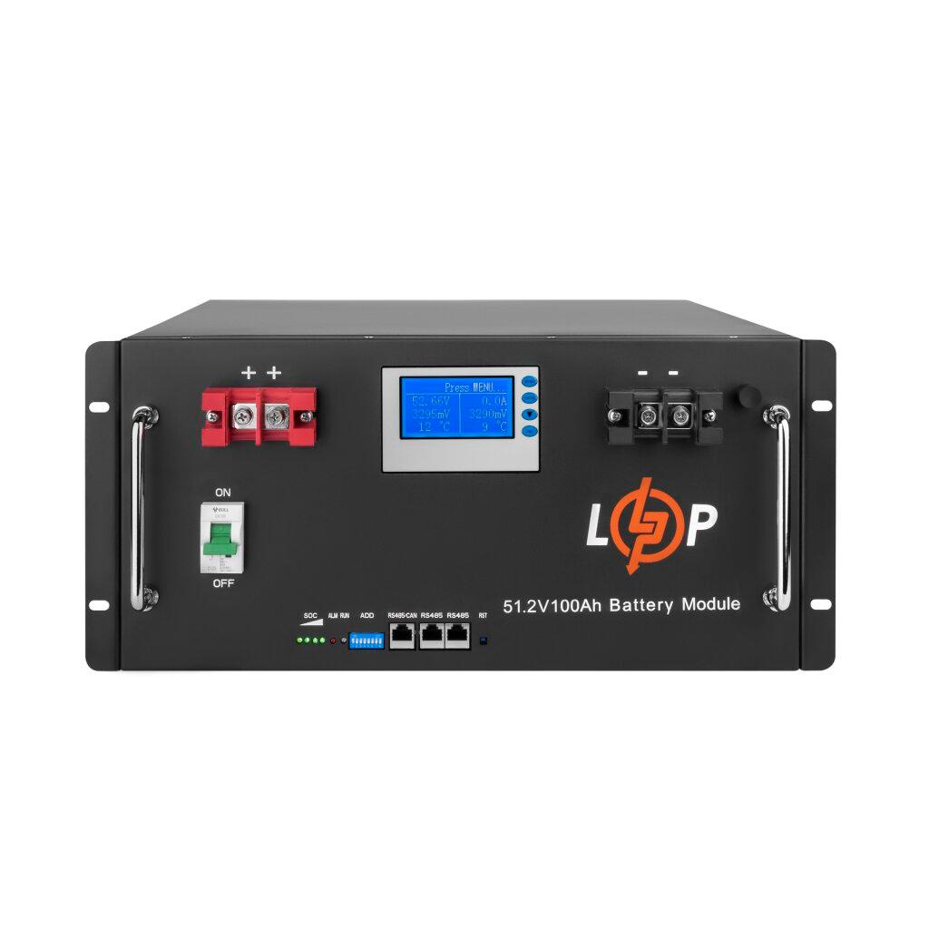 Аккумулятор LP LiFePO4 48V (51,2V) - 100 Ач (5120 Втч) (Smart BMS 100A) с ЖК-дисплеем RM