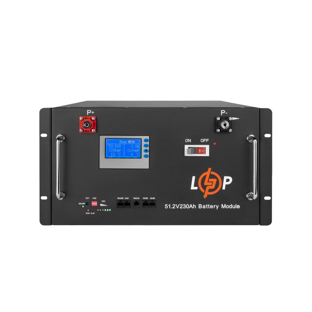 Аккумулятор LP LiFePO4 48V (51,2V) - 230 Ач (11776 Втч) (Smart BMS 200A) с LCD RM RS485/CAN