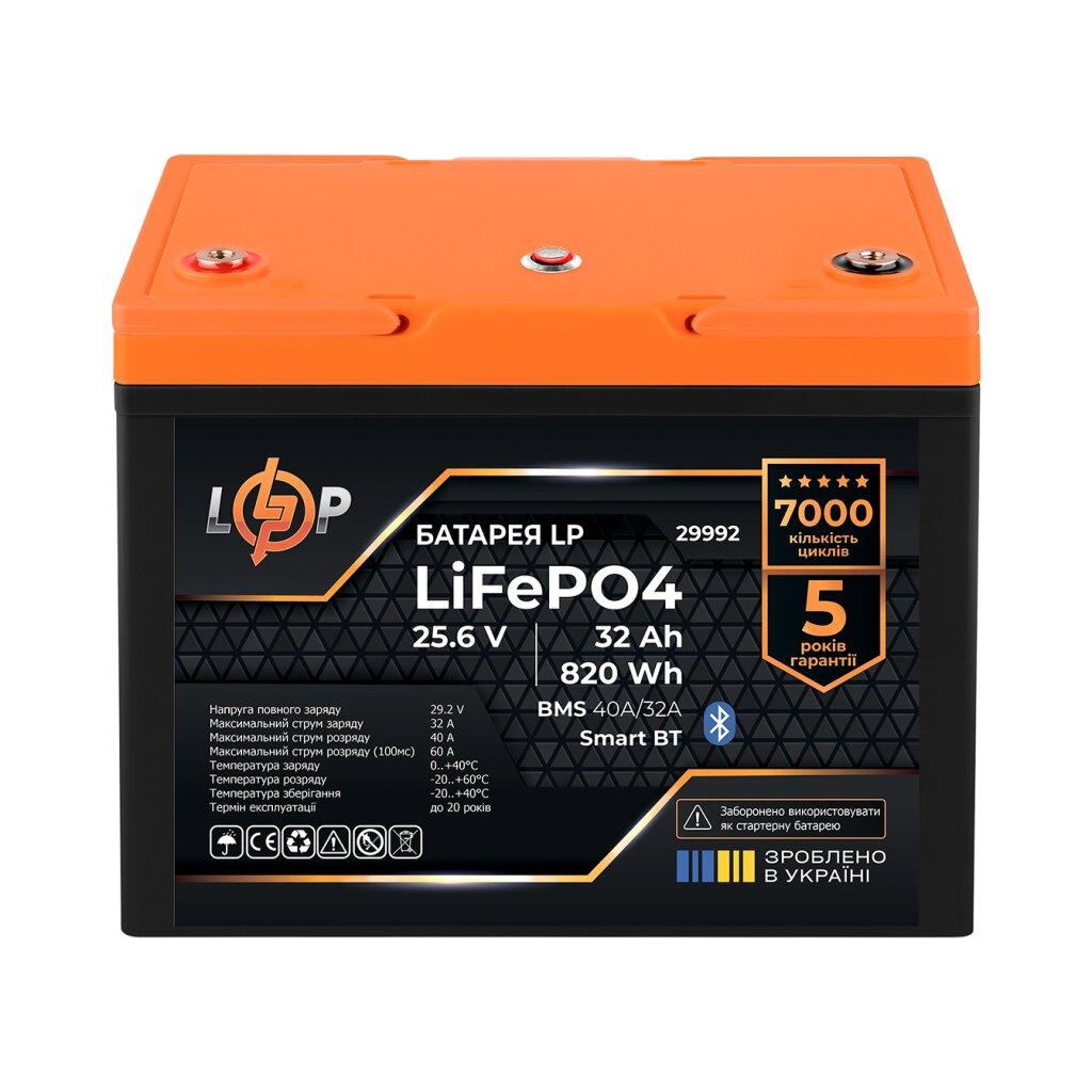 Аккумулятор LP LiFePO4 25,6V - 32 Ач (820 Втч) (BMS 40A/32А) пластик Smart BT