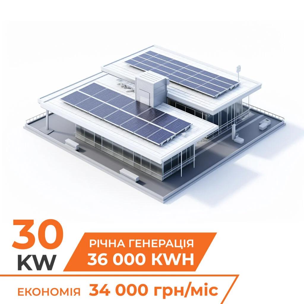 Комплект СЭС сетевая на инверторе Deye 30кВт