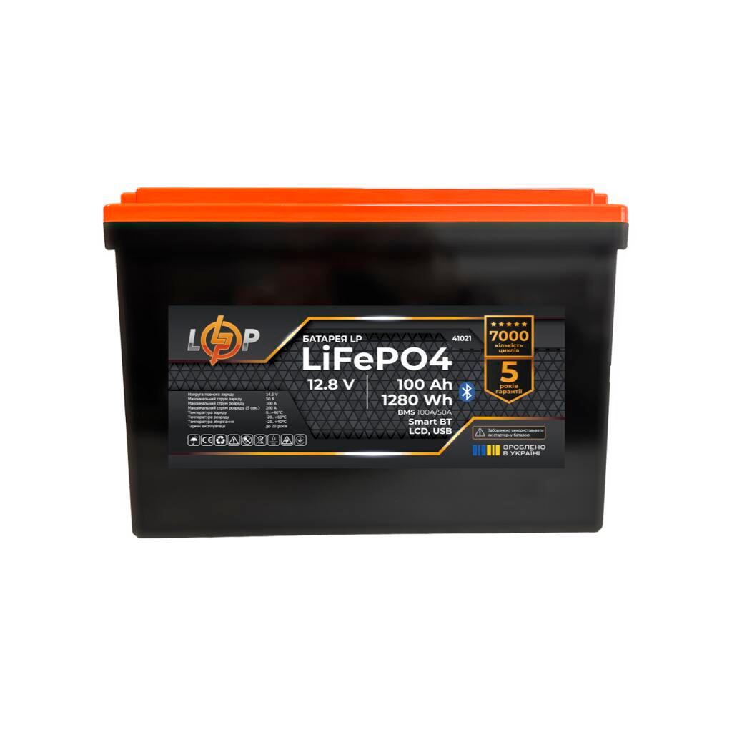 Аккумулятор LP LiFePO4 12,8V - 100 Ач (1280 Втч) (BMS 100А/50А) пластик LCD USB Smart BT