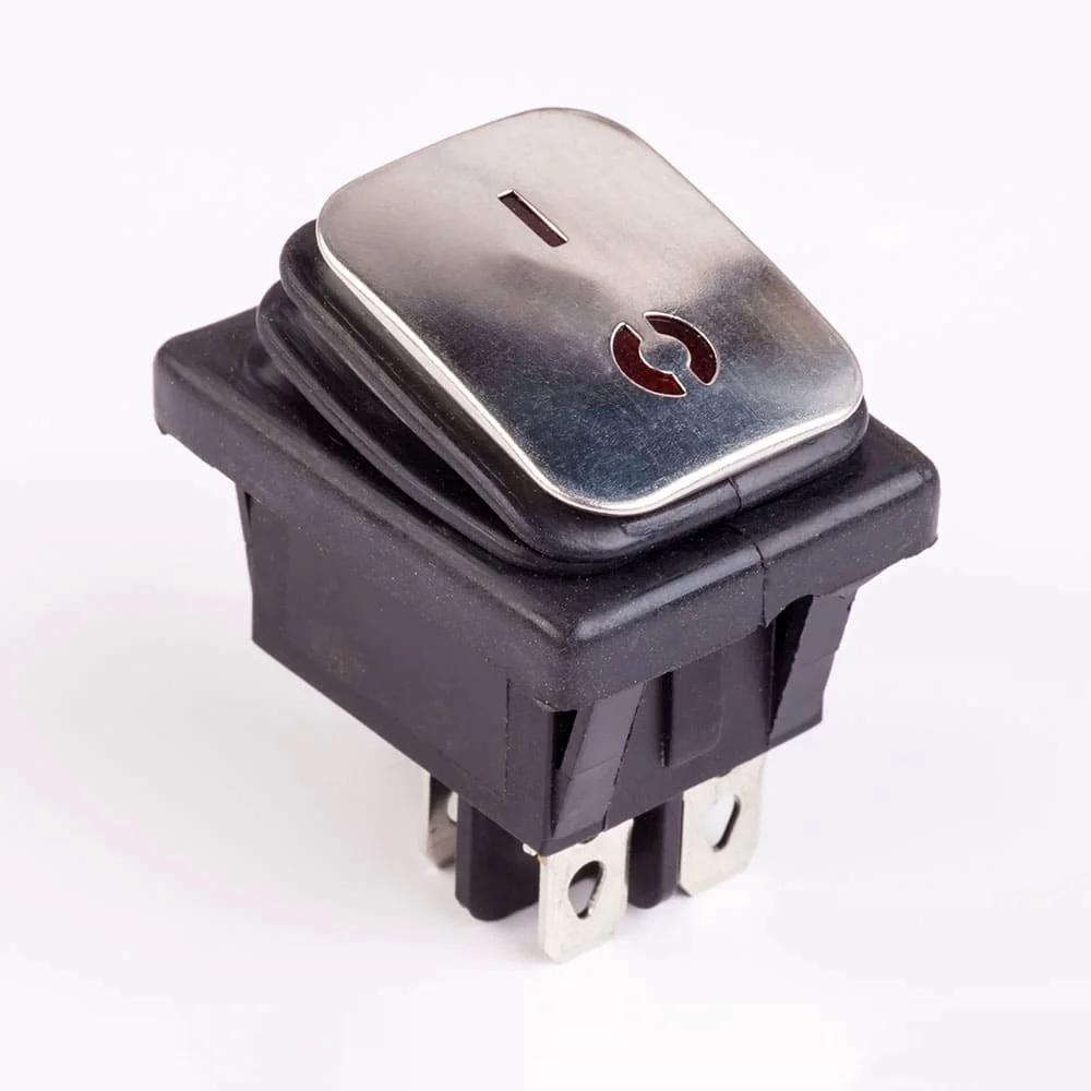 Клавишный выключатель влагозащищенный металлический верх КП-2и 220В 30A