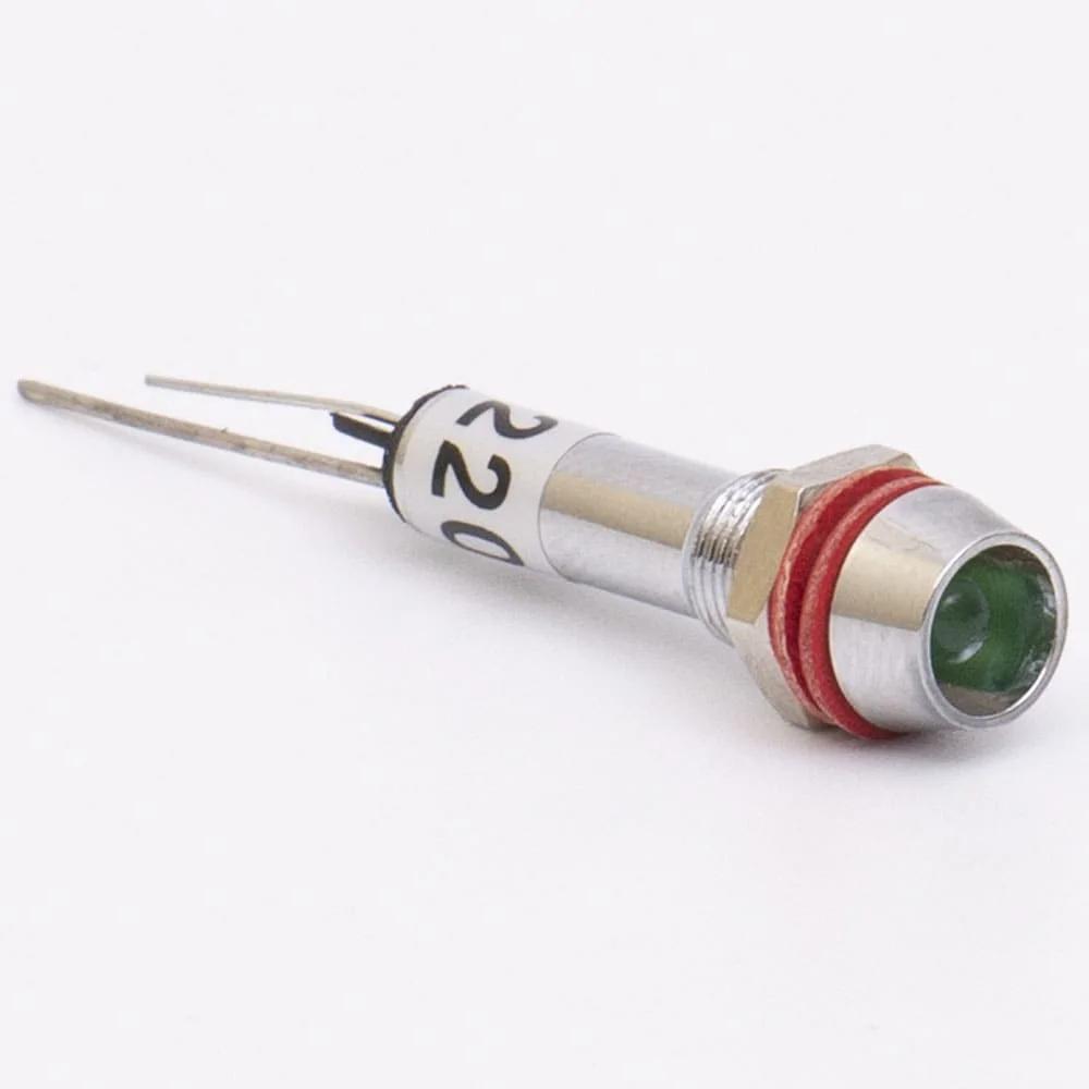 Светодиодный индикатор металлический AD22C-6 220V AC, зеленый