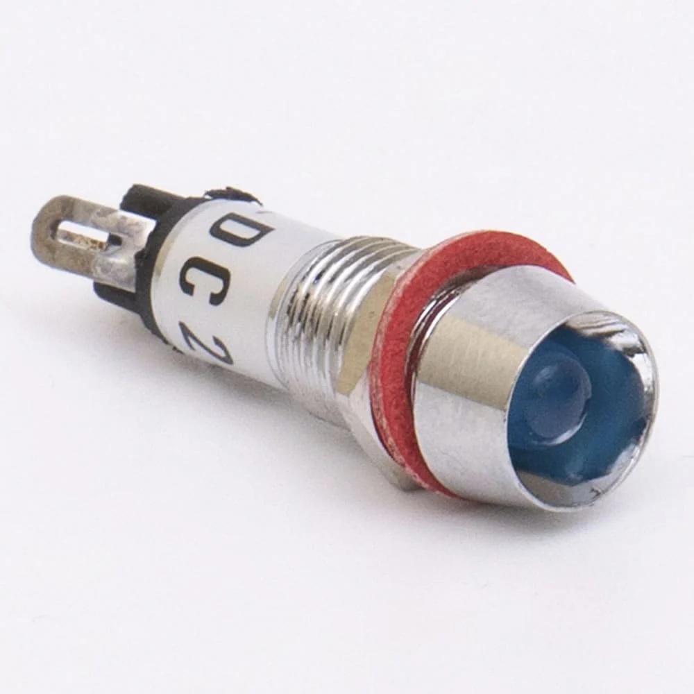 Светодиодный индикатор металлический AD22C-8 220V AC, синий