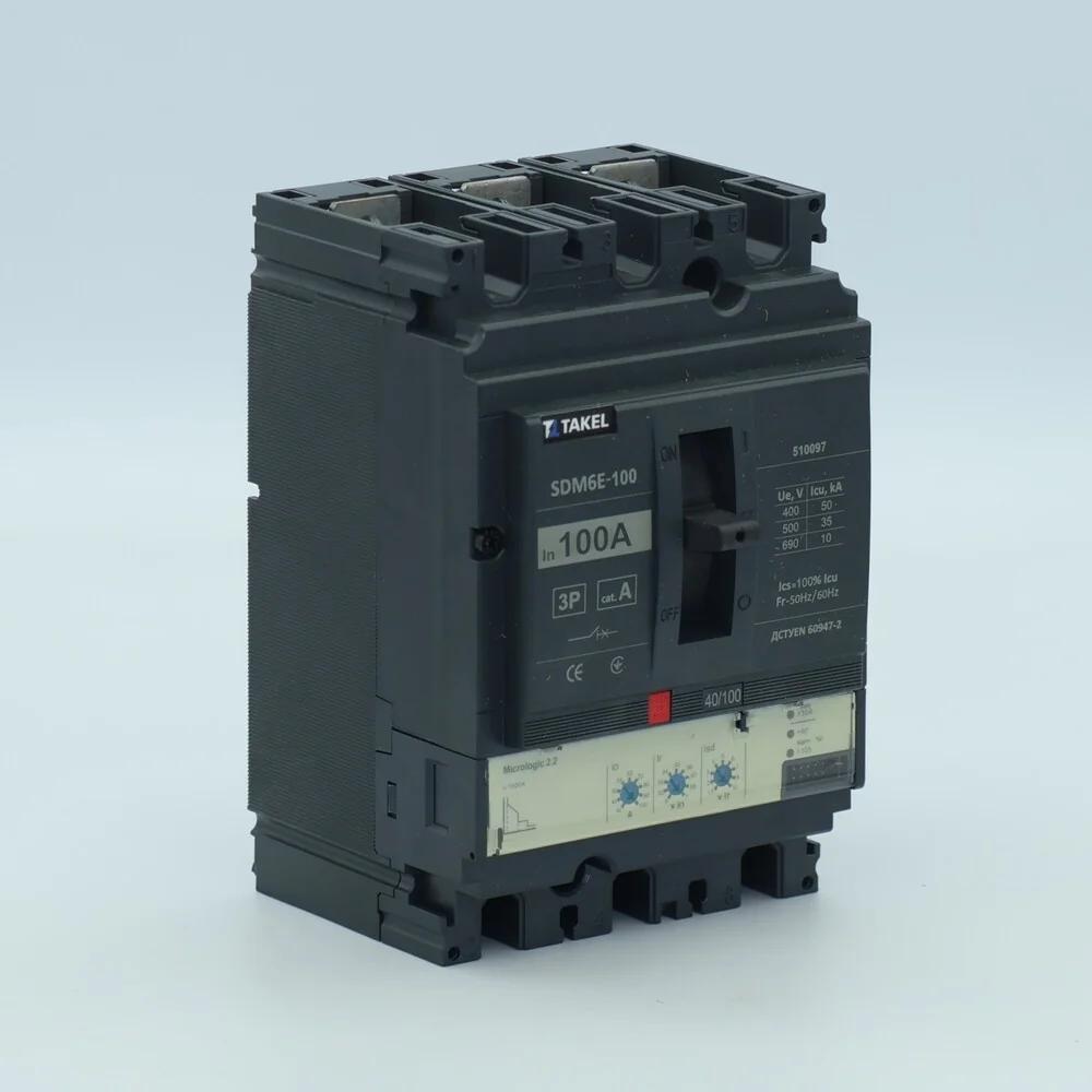 Выключатель автоматический мощности SDM6E-100 3P 100A 50кА с электр. расцеплением TAKEL.