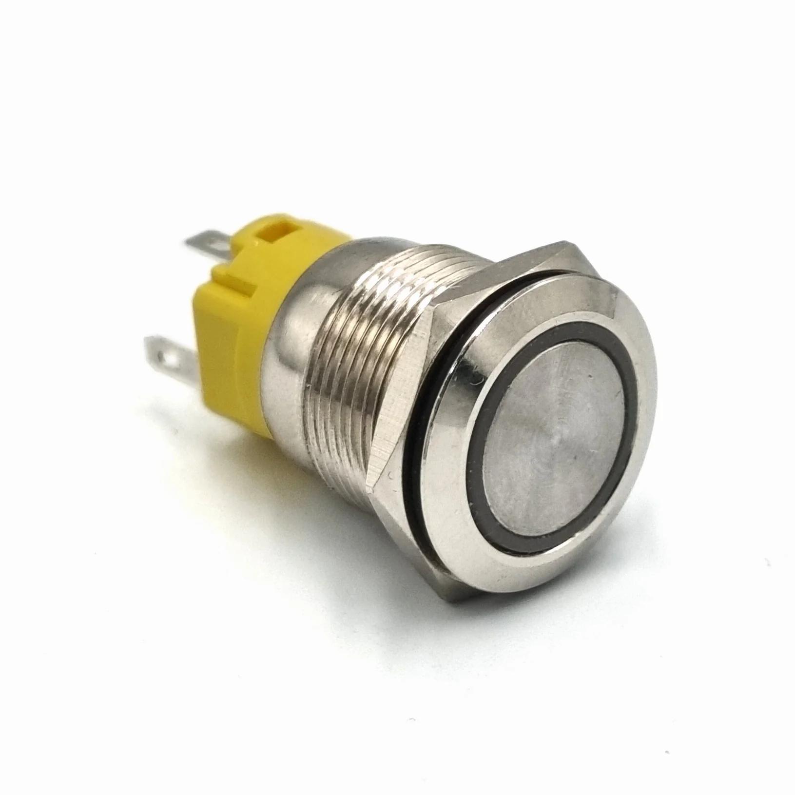 Кнопка металлическая КНМ-UL-16-FJ-E-Z 220V 1NO1NC плоская с фиксацией 5A, синий TAKEL