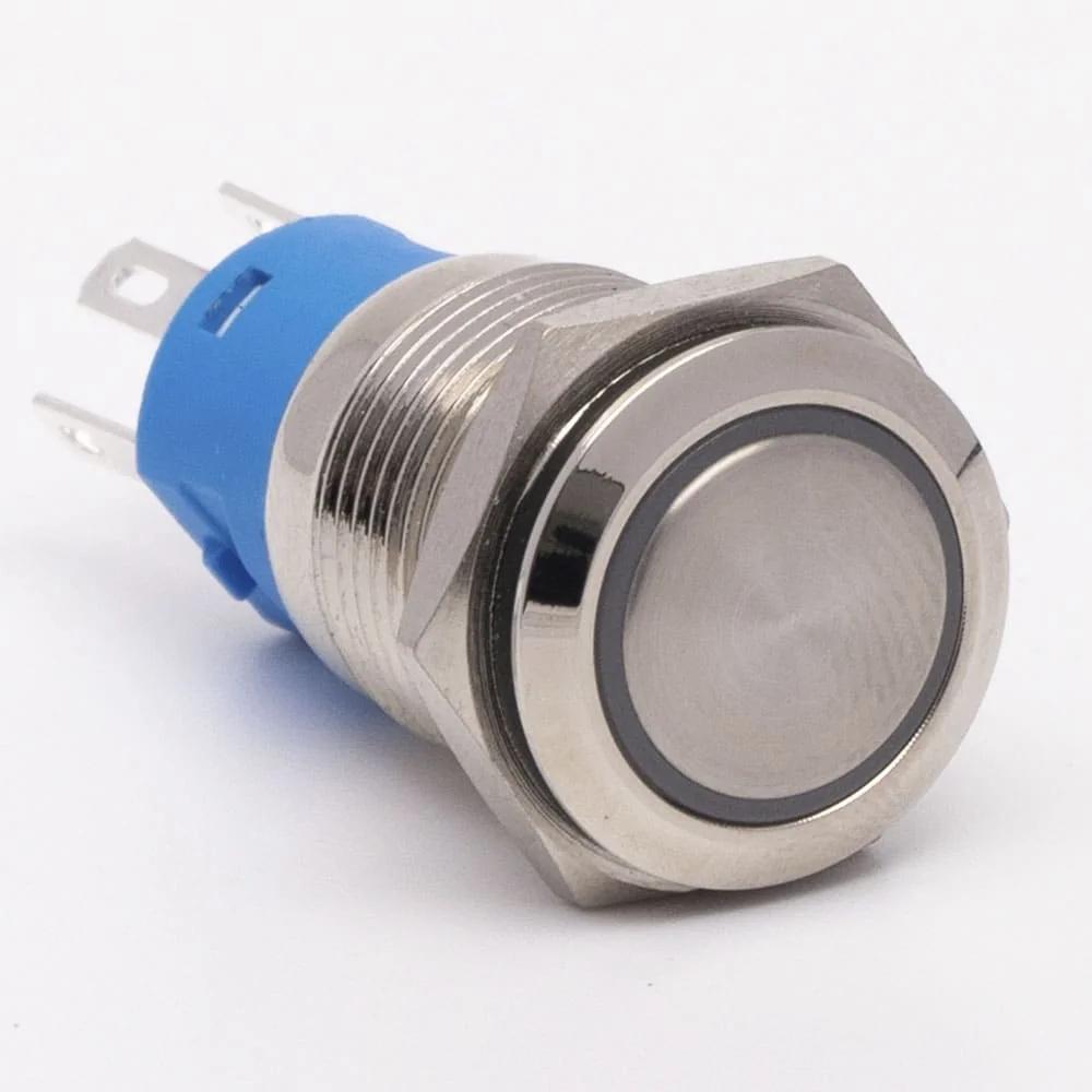 Кнопка металева КНМ-16-FJ-E 9-24V 1NO1NC плоска, червоний TAKEL