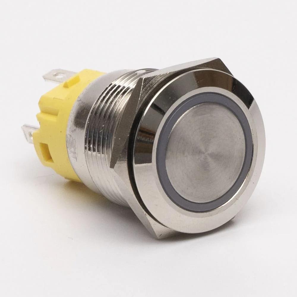 Кнопка металлическая КНМ-UL-19-FJ-E 220V 1NO1NC плоская 5A, красная TAKEL