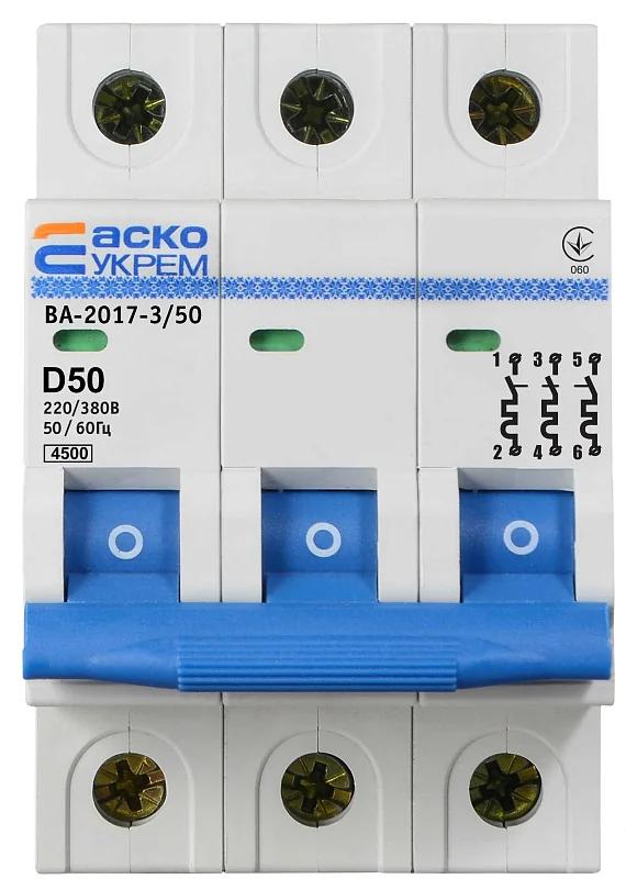 Автоматический выключатель УКРЕМ ВА-2017/D 3р 50А АСКО