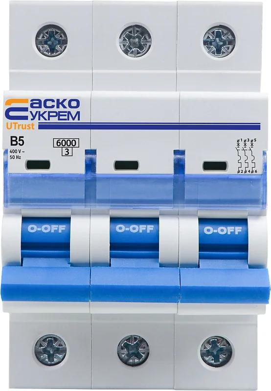Модульный автоматический выключатель UTrust 3р 5А B 6kА
