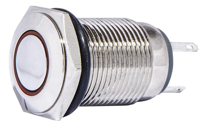 TYJ 16-261 Металлическая плоская кнопка с подсветкой, 1НО+1НЗ, красная 220V.