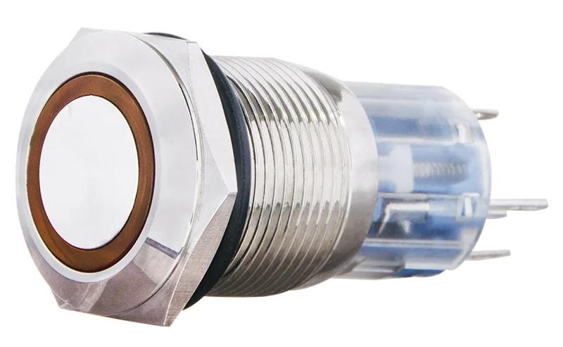TYJ 19-271 Металлическая кнопка с подсветкой, 1НО+1НЗ, желтая 24V.