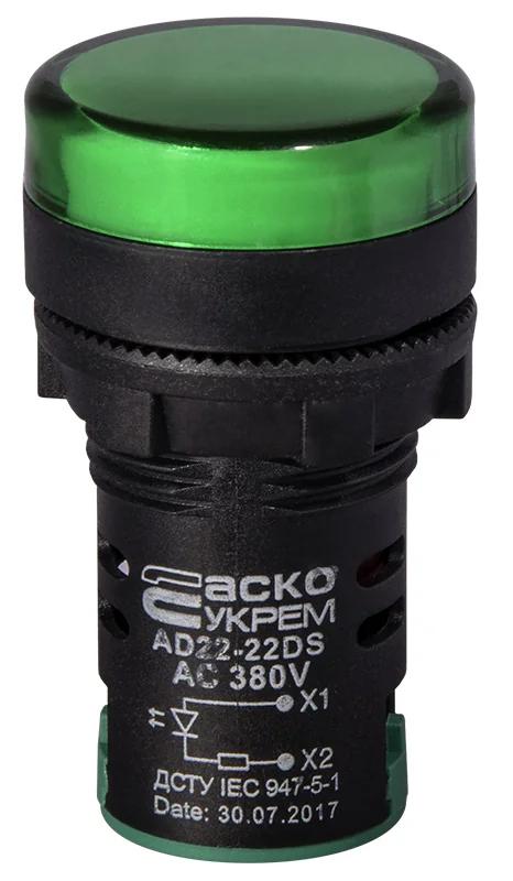Сигнальна арматура AD22-22DS зелена 380V АC