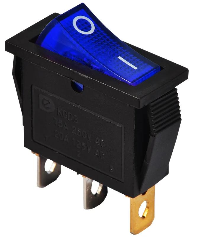 KCD3-101N BL/B 220V Перемикач 1 клав. синій з підсвічуванням