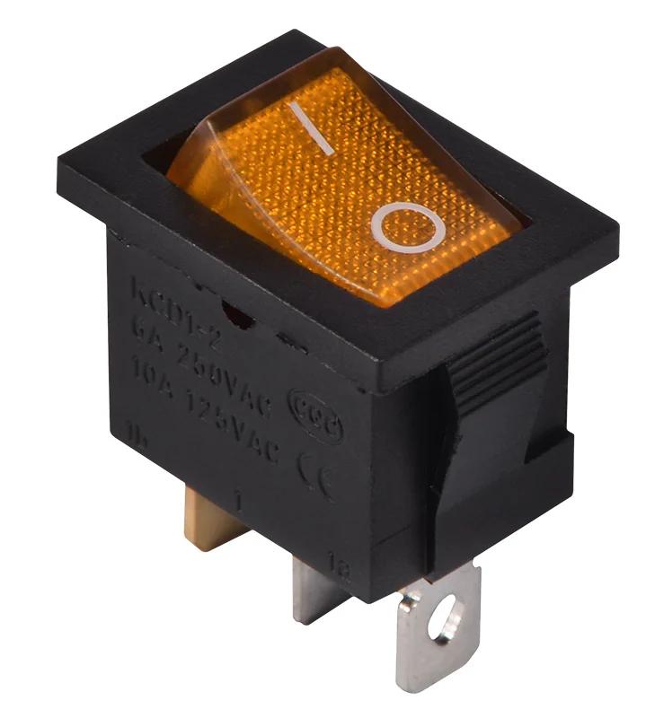 KCD1-2-101N YL/B 220V Перемикач 1 клав. жовтий з підсвічуванням -> KCD1-2-101N YL/B 220V Выключатель 1 клавиша желтый с подсветкой