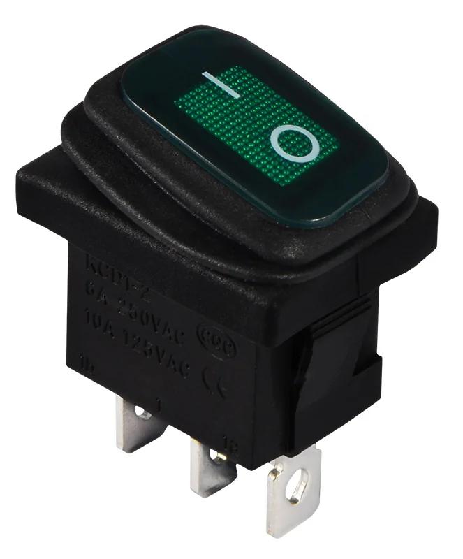 KCD1-2-101NW GR/B 220V Перемикач 1 клав. вологозах. зелений з підсвічуванням переводится как Выключатель 1 клавиша влагозащищенный зеленый с подсветкой 220V GR/B KCD1-2-101NW
