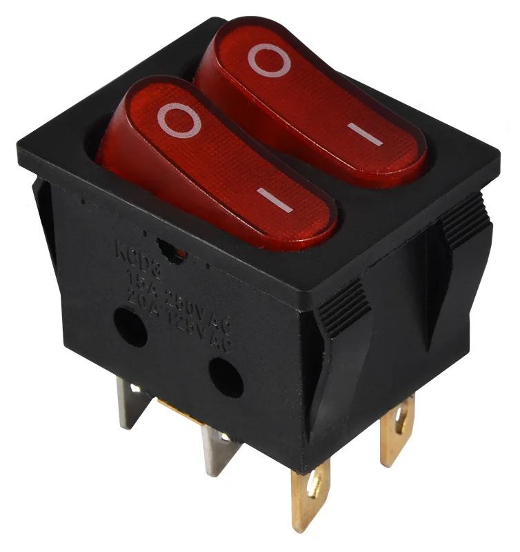KCD2-5-2101N R/B 220V Перемикач 2 клав. червоний з підсвічуванням