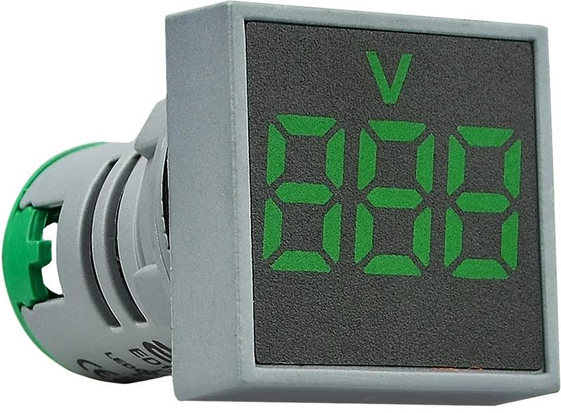 Квадратний цифровий вимірювач напруги ED16-22FVD 30-500В АС (зелений)