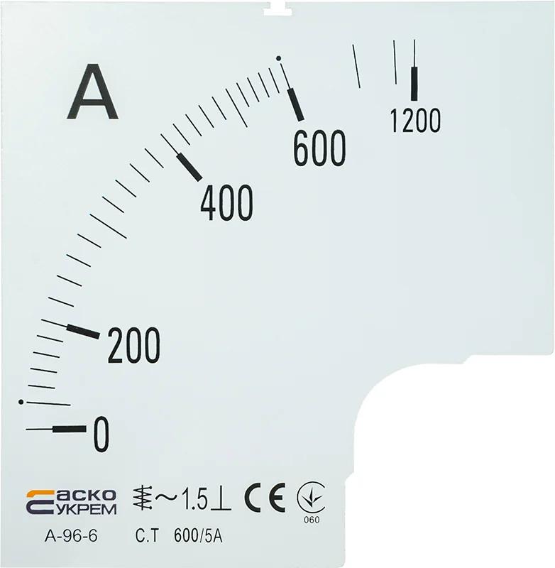 Шкала 600/5А до амперметра А-96-6