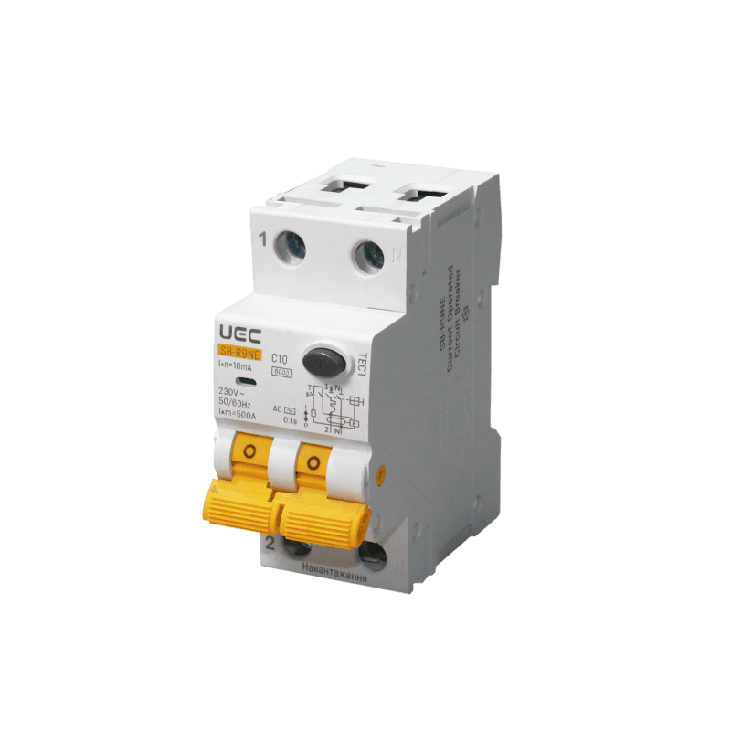 Автомат диференційного захисту SB-R9NE 2P C 10A 10mA Tип AC 6kA UEC
